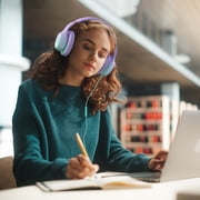 Mpow Kids Headphones with Microphone, 85/94dB Safe Volume Limit, over Ear Headphones for School Travel, Taro Purple & Mint Green