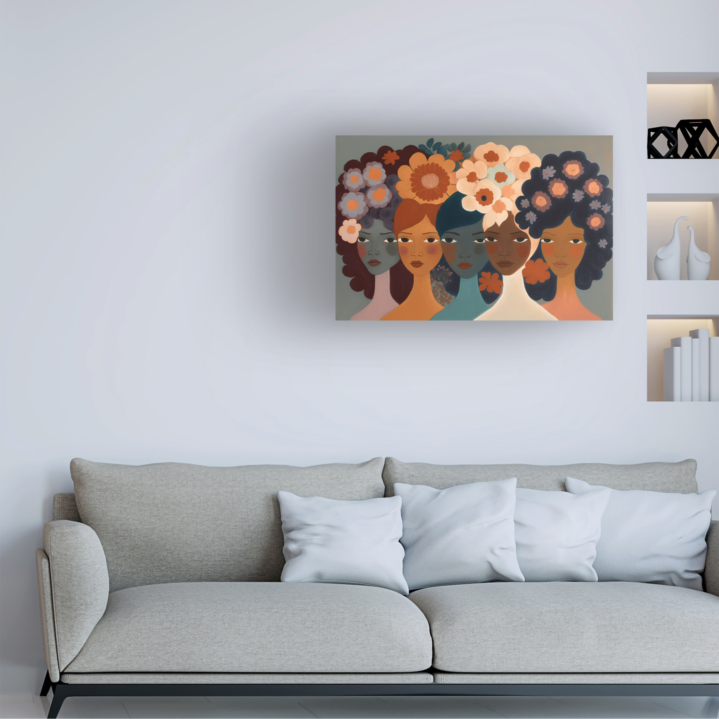 Canvas Wall Art - Ray Heere 'Mid Century Diversity Portraits 8' Wall Art for Living Room, Bedroom, or Office Décor by Trademark Fine Art - 47 x 30 Inches - 47x30