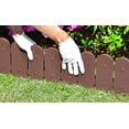 thumbnail image 3 of Evelyne Garden Border Edging: Wooden Fence Design - 8pcs Brown Yard Landscaping Fence Liner Lawn Edge Barrier - 10ft Kit of Decorative Lawn Landscape Panels Elements - GMT-10374-A08, 3 of 8