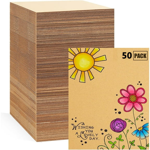 1/8" Thick Corrugated Cardboard Dividers Sheets, GIXUSIL Flat Cardboard Packing Inserts, Cardboard Backing Sheets for Crafts Painting Shipping Mailers - GIXUSIL Brown - 50 Pack