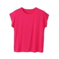 thumbnail image 2 of Nmnitkp Oversized Women's Short Sleeve T-Shirts Solid Color Crew Neck Short Sleeve T-Shirt, Loose Fit Casual Summer Tops for Women Daily Wear Hot Pink,4XL, 2 of 5