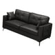 thumbnail image 1 of Sofá de cuero con 2 almohadas, relleno de esponja, sofá de 2 plazas, sofá tapizado impermeable para muebles de sala de estar de oficina interior Negro, 1 of 9