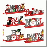 Winter Wonderland Table Decor Set: Snowman & Reindeer Wood Centerpieces with Buffalo Plaid Sign - Perfect Home & Kitchen Decoration Kit
