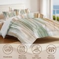 thumbnail image 3 of Pastel Green and Beige King Size Comforter Set – 3 Piece King Comforter Set - Soft Microfiber All Season King Comforter by Conrad’s Limited Collections, 3 of 5
