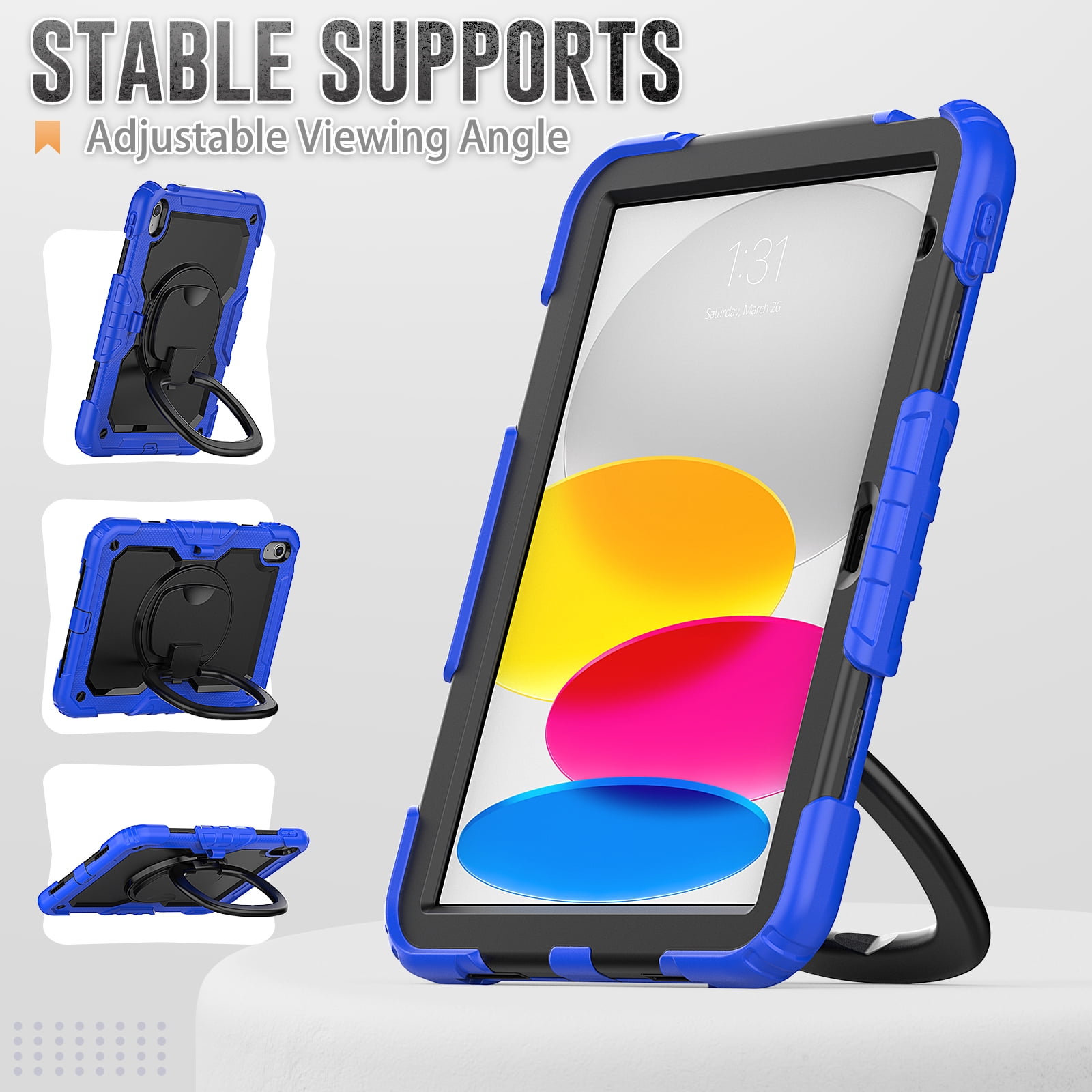 Allytechgroup iPad 11th 10th Gen Case with Screen Protector,Heavy Duty Shockproof Rotating Stand Pencil Holder 3-Layers Rugged Bumper Kids Friendly Case Cover for iPad A16 11th 11" 2025/ iPad 10th Gen