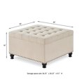 thumbnail image 2 of CQSXDA Large Square Storage Ottoman with Wooden Legs, Upholstered Button Tufted Coffee Table with Nail Trims, 2 of 9