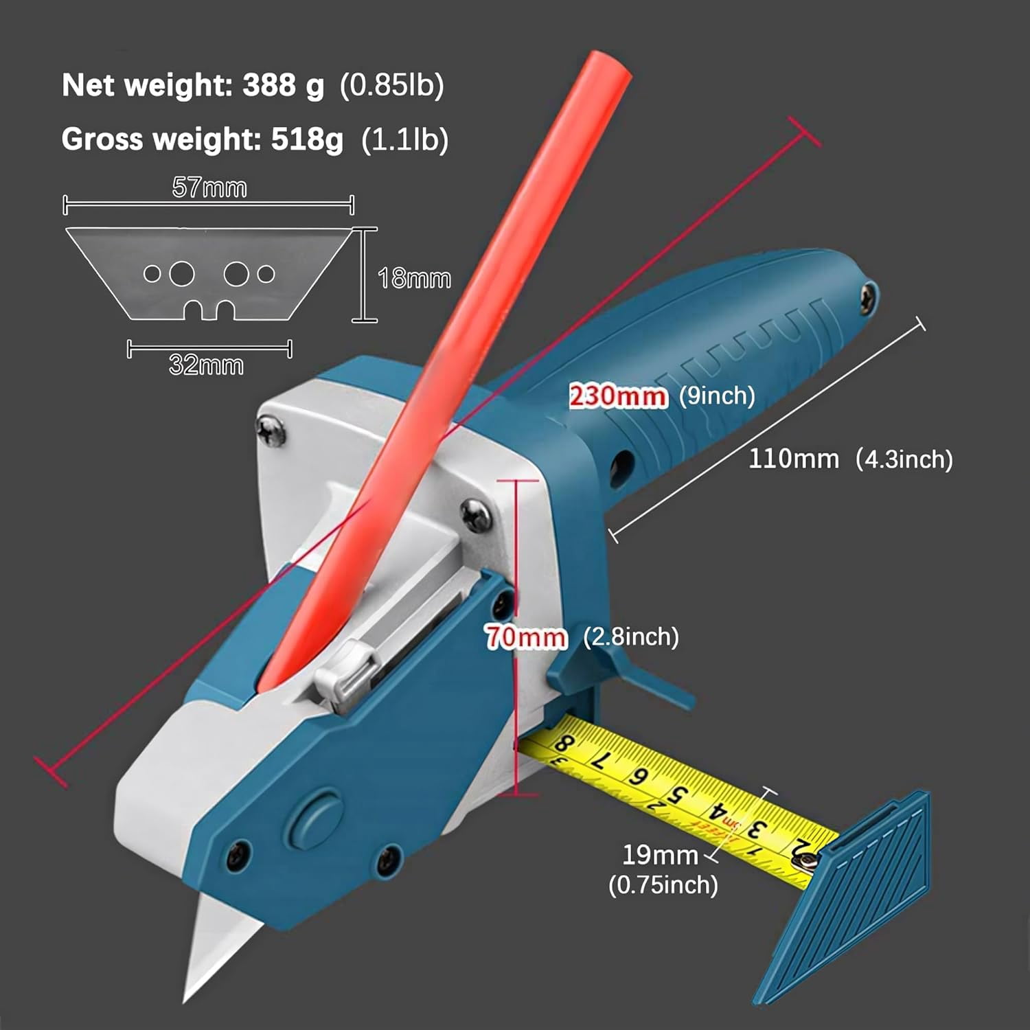 Glass Tile Drywall Cutter Tool:Cardboard Cutting Tools,Vinyl Plank Cutter with 5 Blades and 1 Pencil,Manual Cutter Tools Suitable for Gypsum Board, Foam Board, Kt Board and Plywood