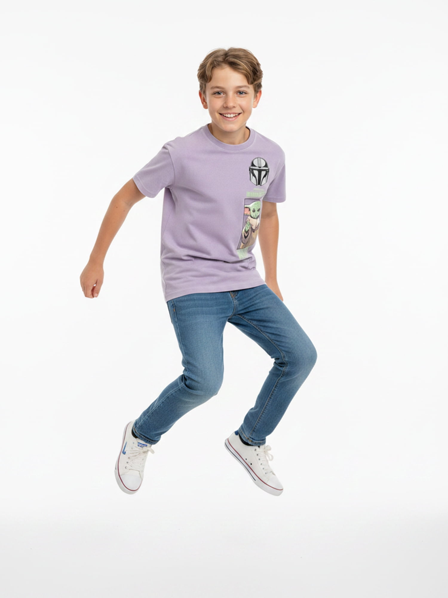 Star Wars Boys Mineral Wash Grogu Mando Graphic Tee, Sizes 4-18