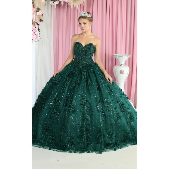 Layla K LK190 Floral Applique Corset Strapless Quinceanera Ball Gown