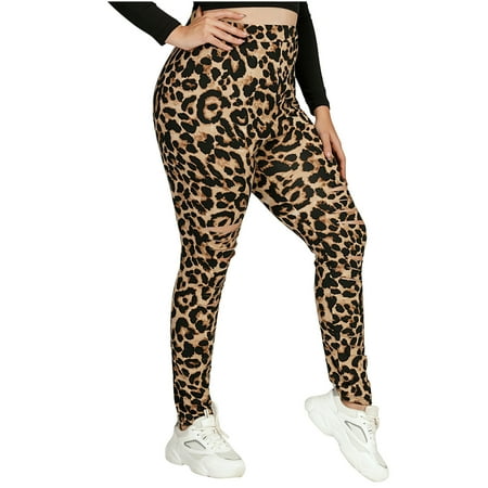 Plus Size High Waisted Leopard Print Leggings