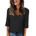 thumbnail image 2 of Inleife Womens Half Sleeve Tops Fashion Ladies Casual Basic Tees V-Neck Relaxed Fit Pleated T-Shirt for Daily Wear, 2 of 6