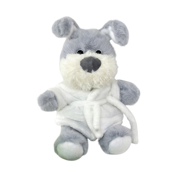 Schnauzer Plush Toy Puppy Stuffed Animal with Bathrobe, 8.66 Inch Cute Dog Doll, Soft Huggable Decorative Companion for Home Decor and Gift Giving