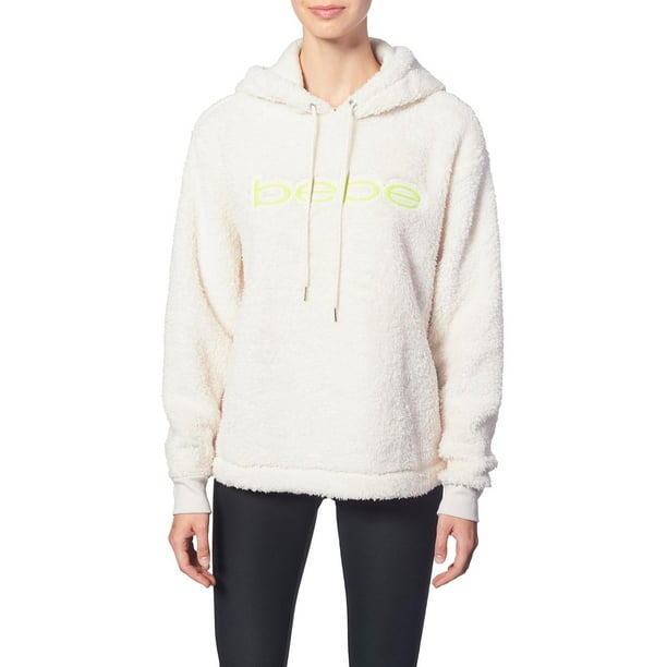 Bebe Sport Womens Sherpa Cozy Hoodie Ivory M Walmart Com