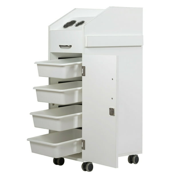 Costway Beauty Salon Spa Rolling Trolley Storage Cart w/4 Drawers