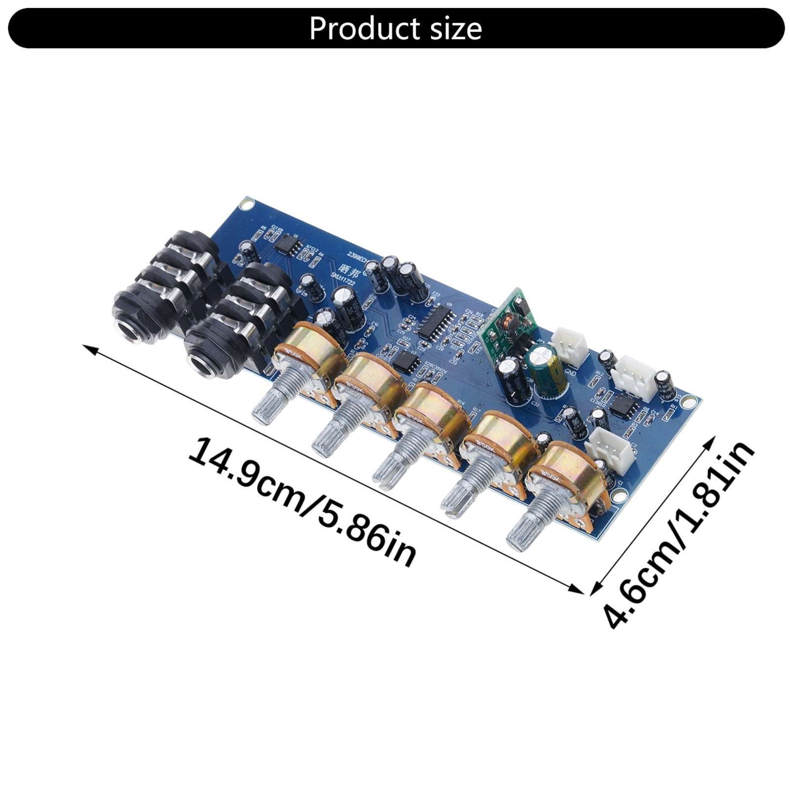 DC12V Powered Microphone Preamplifier Double Mic Input Karaoke Preamp Board PT2399 Digital Delay Adjustable Effects
