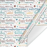 Current Happy Birthday Script Jumbo Rolled Gift Wrap - Premium Semi-Gloss 23-Inch x 32-Foot Wrapping Paper Roll, 61 Square Feet Total