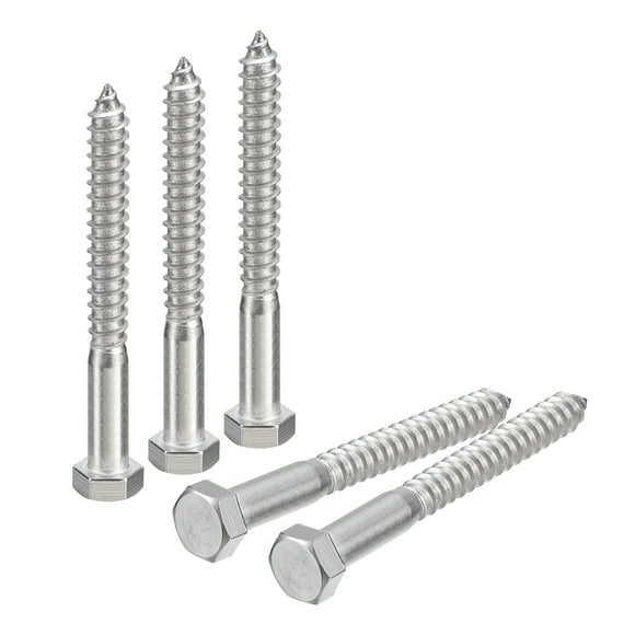 Unique Bargains Hex Head Lag Screws Bolts, 1/2" x 5" 304 Stainless Steel Partial Thread Wood Screws, 20 Pack
