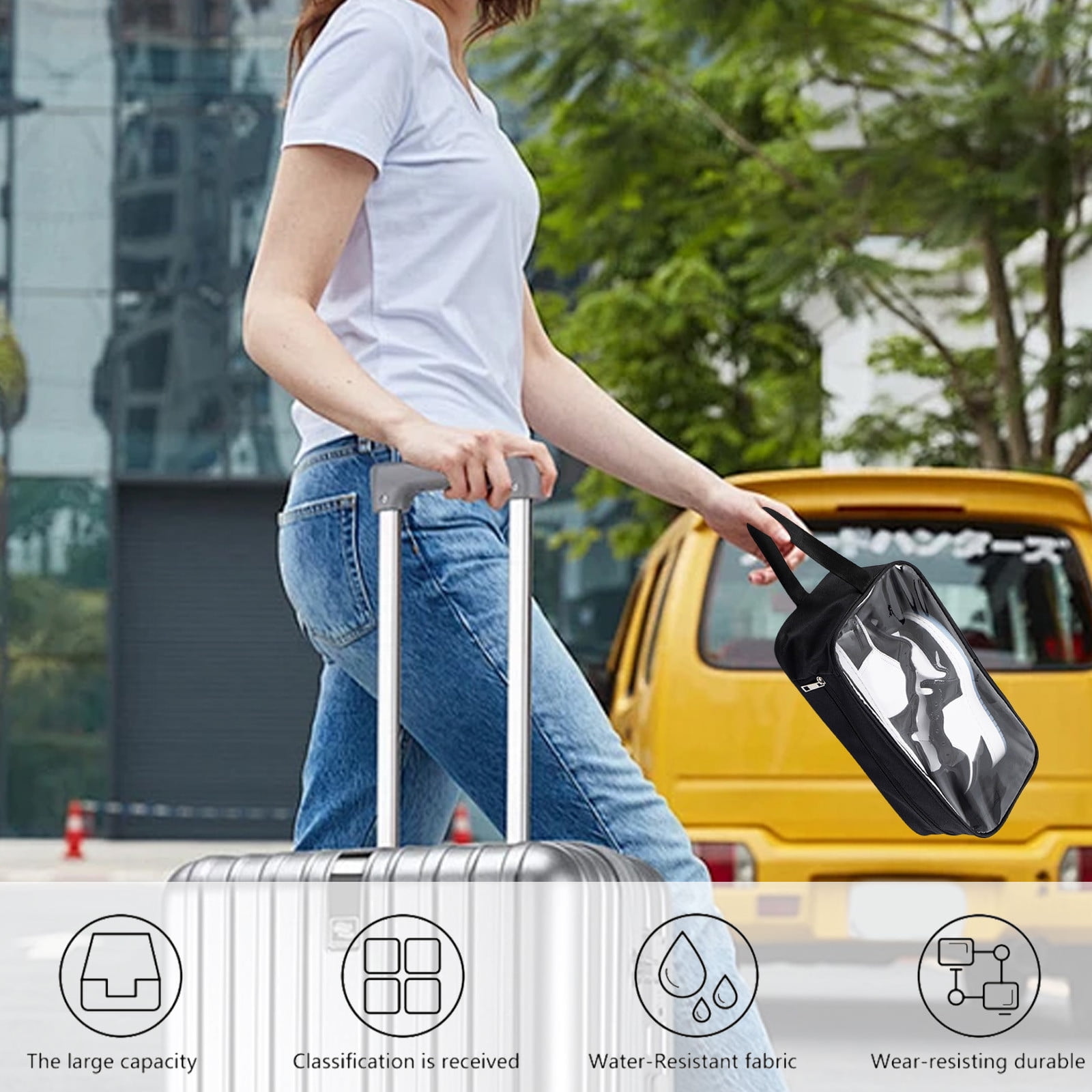 VQPeo Transparent Shoe Storage Bag - Reusable & Washable Oxford Cloth Travel Shoe Organizer, Sturdy Carry Bag for Men & Women, Ideal for Travel, Moving & Home Organization