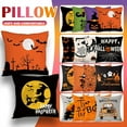thumbnail image 3 of Holloyiver Halloween Pillow Covers, 18x18 inch Trick or Treat Pumpkin Ghost Throw Pillow Covers for Fall Halloween Decorations, Halloween Party Decorative Pillow Covers for Couch Sofa, 3 of 9