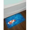 thumbnail image 2 of Buoy Bath Mat, Life Buoy in Crystal Clear Swimming Pool Summer Relaxing Vacation Sports Theme, Non-Slip Plush Mat Bathroom Kitchen Laundry Room Decor, 29.5 X 17.5 Inches, Blue Orange White, Ambesonne, 2 of 2