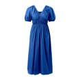 thumbnail image 5 of Daznico Robes Élégantes pour Femmes, Robe à Manches Bouffantes Col en V Taille Haute et Dos Ouvert Fendu, Robes pour Femmes Cache Ventre, 5 of 5
