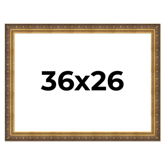 36x26 Frame Vintage Gold Solid Wood Picture Frame | 2.5 Inch Moulding Width | Ornate Bronze Museo