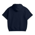 thumbnail image 7 of Mens 1/4 Zip Hooded Short Sleeve Waffle Tee Tops Solid Color With Pocket Polyester Blend Soft Casual Business Athletic Summer Pullover Shirts,Navy,M, 7 of 7