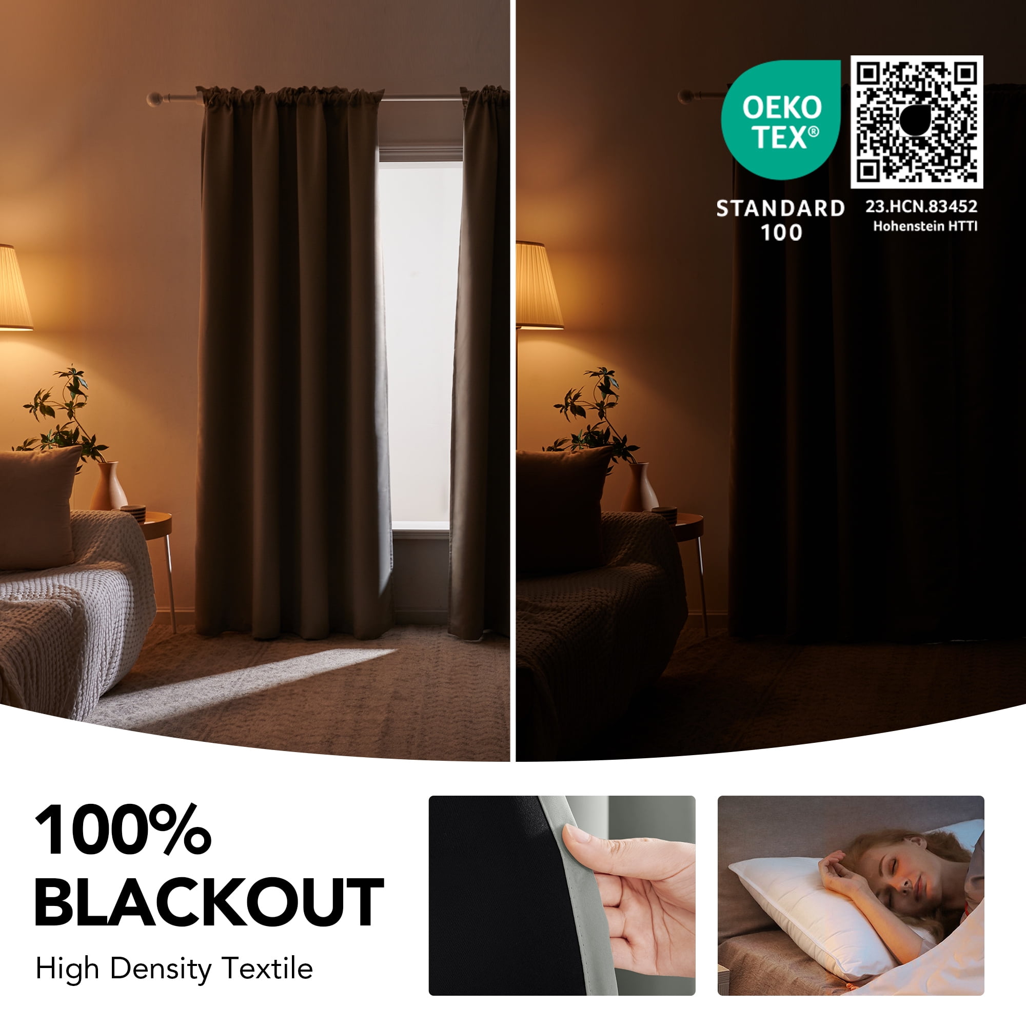 ZOPZO Thermal Insulated 100% Blackout Window Curtains, Light Gray, 52W x 84L Inch, Noise Reducing for Bedroom and Living Room, 2 Panels