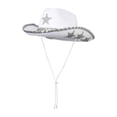thumbnail image 3 of Sombrero de vaquero occidental, sombrero de fiesta, gorra de ala ancha, accesorio de novia, sombrero de copa de jazz, vaquera blanco, 3 of 9