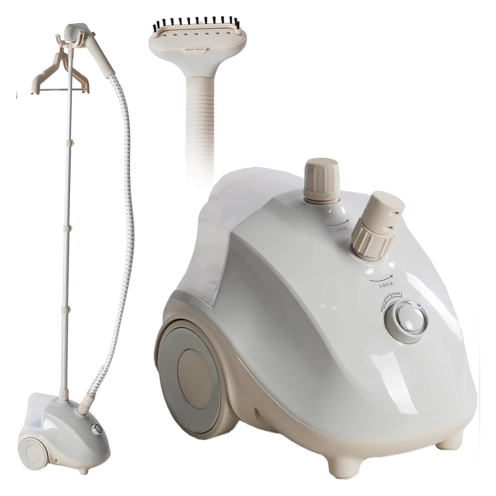 Beddle Steamer for Clothes with Stand,1500W Powerful Garment Steamer with Roll Wheels, 1.7 L Water Tank,Auto Shut-off, Beige