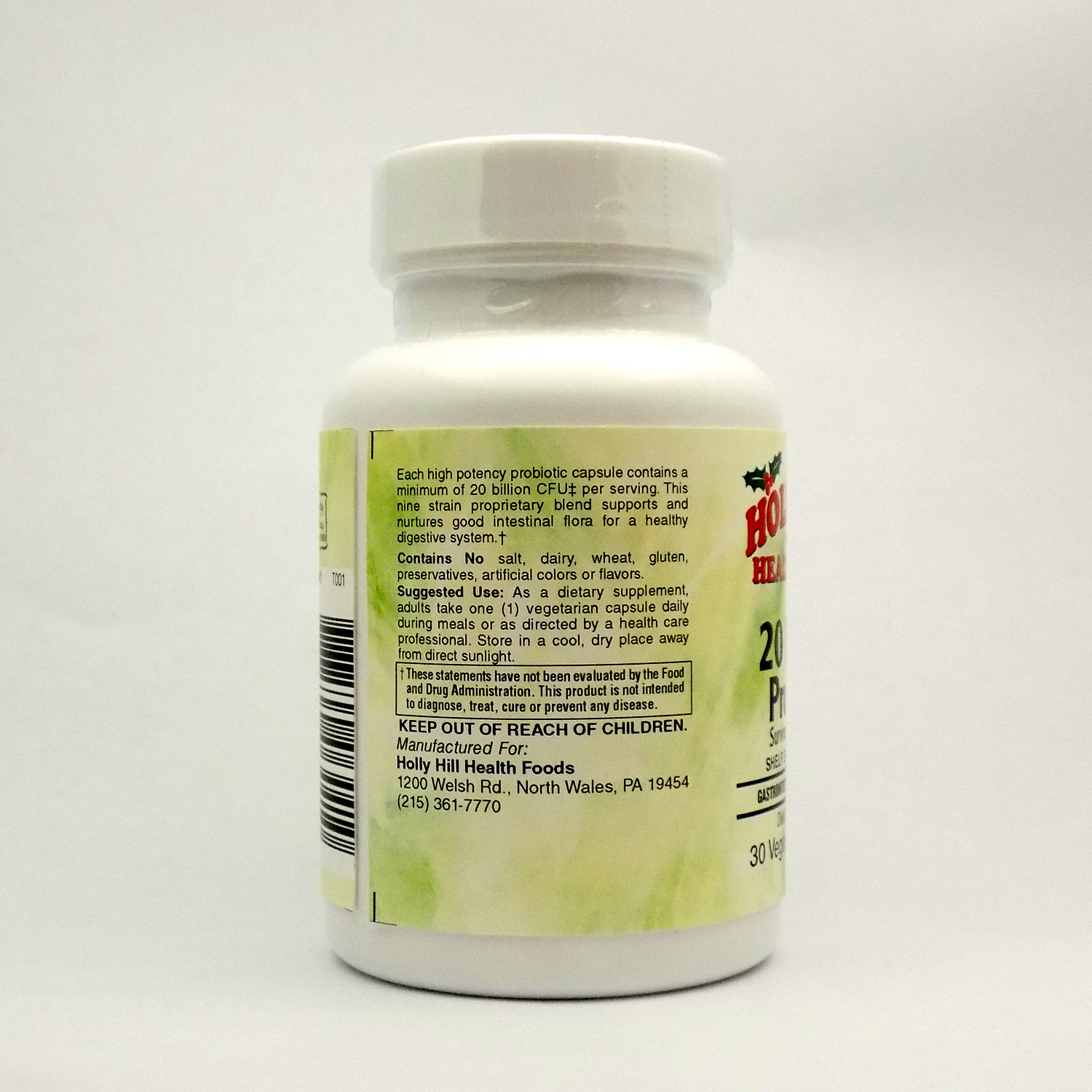 Holly Hill Health Foods 20 Billion CFU Probiotic, 30 Vegetarian Capsules