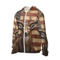 thumbnail image 2 of Fotbe Deer American Flag Wall Men's Women's UPF 50+ Sun Protection Jacket Hooded Cooling Shirt with Pockets Hiking Outdoor Performance-Small, 2 of 8