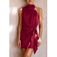 thumbnail image 3 of Vestido PRETTYGARDEN Satín Sin Mangas con Cuello Simulado y Cinturón Talla M, 3 of 8