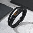 thumbnail image 4 of VNOX Men's Stainless Steel Magnetic Clasp Tiger Eye Beaded Black Leather Bracelet Gift, 4 of 6