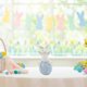 thumbnail image 1 of Estatua de conejo de Pascua jugando en huevo, 3x2,8x6 pulgadas, ligera para ventana, decoración de bonsái, escultura de conejo, decoración de mesa Estilo A, 1 of 8