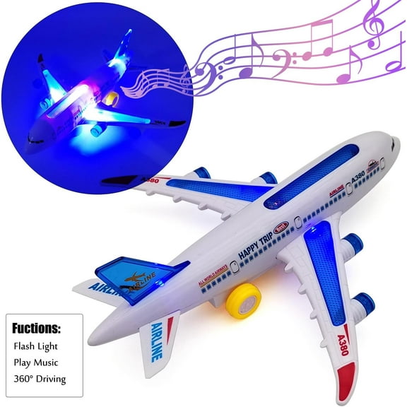 Airplane Toy, Baby Toddler Electric Airplane Vehicle Car Toy, Support Automatic Driving, Music, Flash Light for Kids Birthday Gifts for Boys and Girls 3-12 Years Old