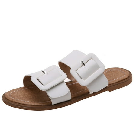 

ZHAGHMIN Slippers For Indoor Fashion Summer Women Sandals Soft Bottom Flat Open Toe Belt Buckle Beach Slippers Casual Bow Tie Sandals For Women Two Strap Sandals Women Platform Sandals For Women Nin