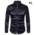 thumbnail image 2 of Qarigey Camisa satinada lisa para hombre Casual Slim Fit - Grande y de secado rápido para cualquier ocasión Camisa para hombre Formal Manga Type3 NO3, 2 of 6