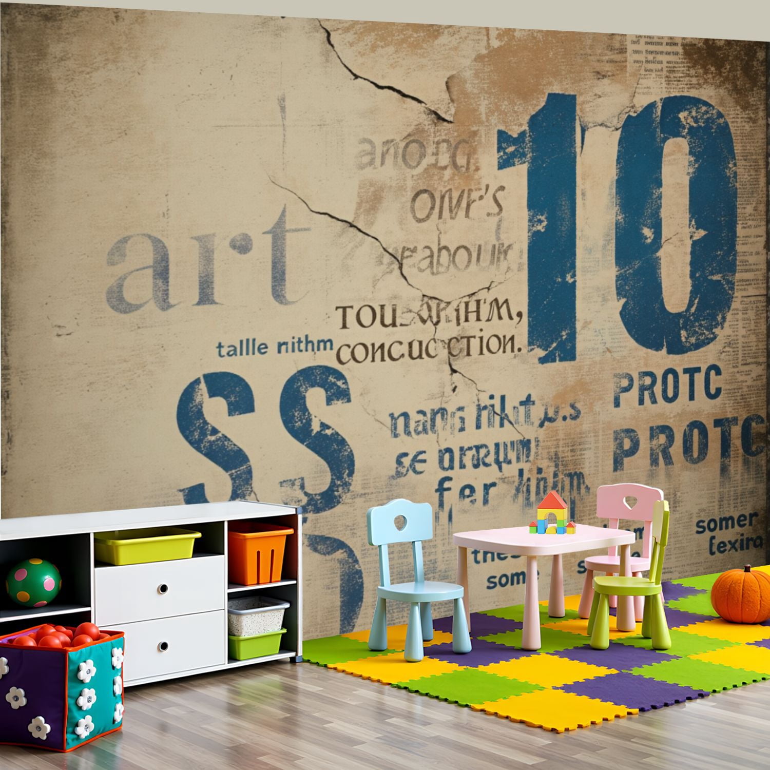 100"x144" Wall Mural Peel and Stick Wallpaper Grunge Textured Abstract Art Faded Typography Color Wash Wall Decor Self Adhesive Removable Wall Stickers for Bedroom Living Room