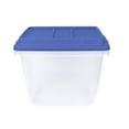 Hefty 32 Quart Clear Plastic Storage Bin with Blue HIRISE Lid, Adult