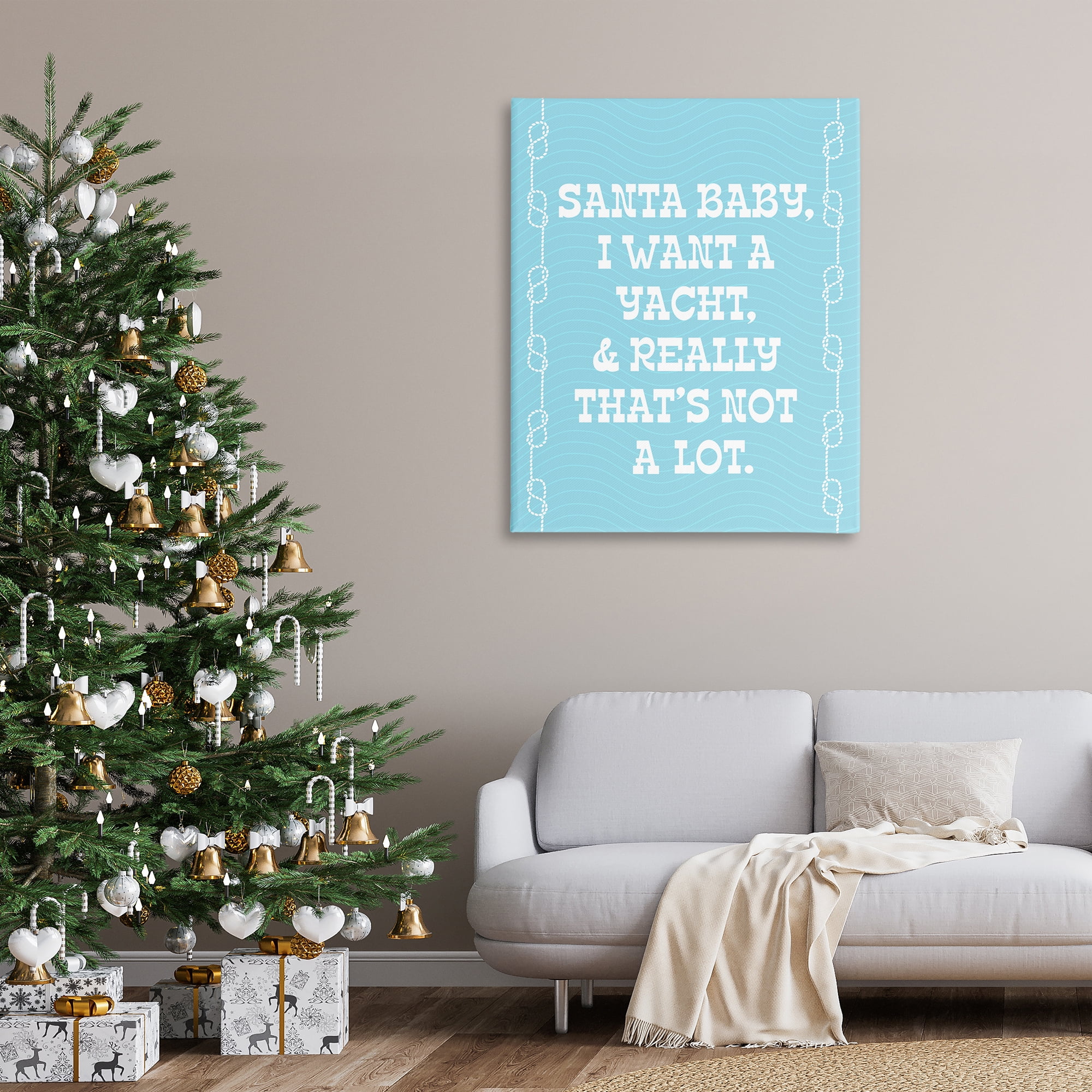 Stupell Industries Funny Yacht For Christmas Holiday Painting Gallery Wrapped Canvas Art Print Wall Art, 36 x 48