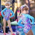 thumbnail image 5 of Gyratedream 2-12 Years Girls Mermaid Long Sleeve Rash Guard UPF 50+ One-Pieces Swimsuit, 5 of 11