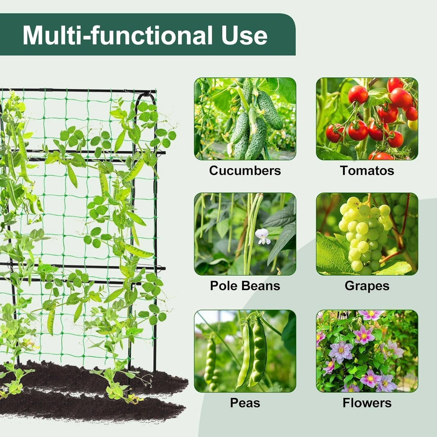 Garden Cucumber Trellis for Climbing Plants Outdoor, U-Shape Arch Trellis for Garden Raised Bed, Plant Support for Grape Vine Tomato Vegetable Pea Bean
