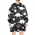 thumbnail image 2 of Wearable Oversized Blanket,Dinosaur Silhouette Pattern Wearable Blanket Hoodie for Adults,Cozy Hooded Blankets with Super Pockets,Super Warm Fuzzy Pullover for Women & Men, 2 of 6