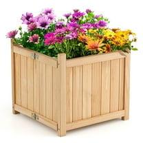 Gymax Garden Wooden Planter Box Folding Raised  Outdoor Plant Container w/ Drainage Hole