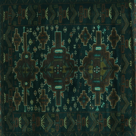 Ahgly Company Indoor Square Persian Turquoise Blue Traditional Area Rugs, 8' Square