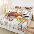 thumbnail image 3 of Homewish Cartoon Football Basketball Twin Sheet Sets, Rugby Soccer Sports Lover Twin Fitted Sheet, Teens Kids Boys Girls Flat Sheet, Microfiber Bedroom Decor, 3-Piece, 3 of 7