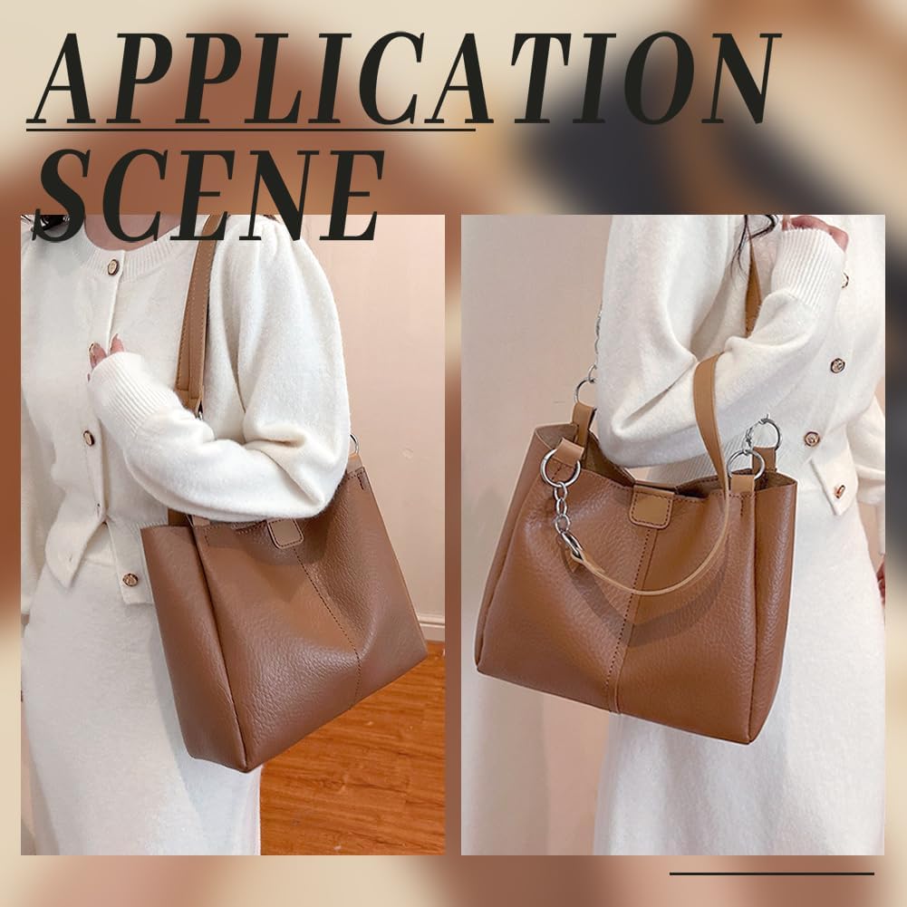 DIY Shoulder Bag Making Kits PU Leather Handag Making Kit for Women Large Capacity PU Leather Tote Working Kit with Bag Sewing Kit for Shoulder Bag Birthday Gift 12.2x4.7x10.6 Inch Camel for DIY