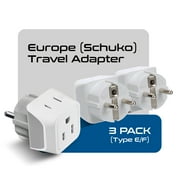 Ceptics CT-9 European Schuko German, France Travel Adapter Plug - Type E/F (3-Pack)