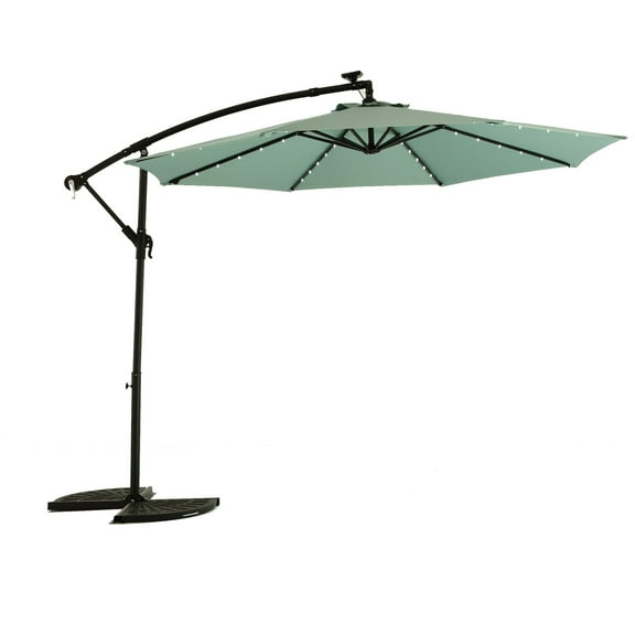 10ft Solar-powered Backyard Umbrella With Feature Solar Led Offset Patio Umbrella, , Composition